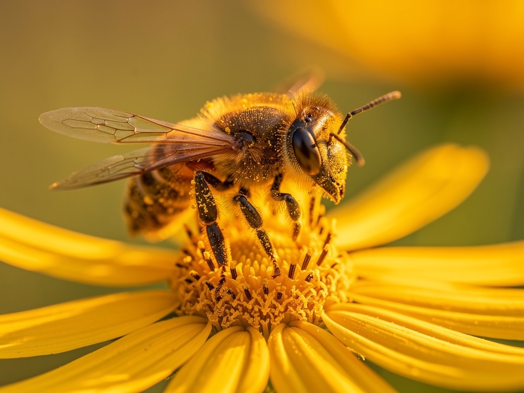 Apis cerana indica Indian hive bee on a yellow flower