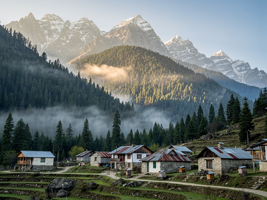 Pir Panjal mountains in Jammu and Kashmir with pine forests