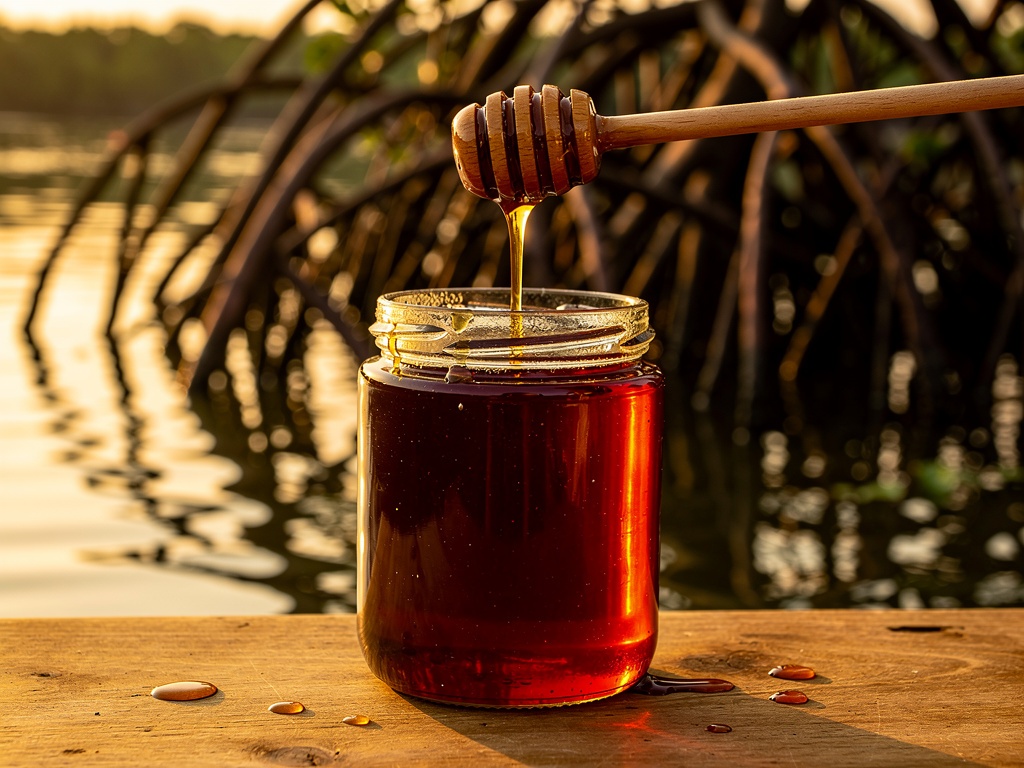 Dark Sundarban mangrove honey jar